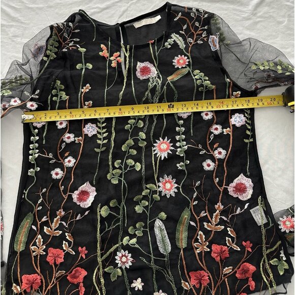 Vera & Lucy black floral sheer long sleeve blouse L - Picture 7 of 7